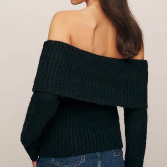 Reformation Oberon Sweater Black Off Shoulder Alpaca Wool Blend Small - Picture 2 of 9